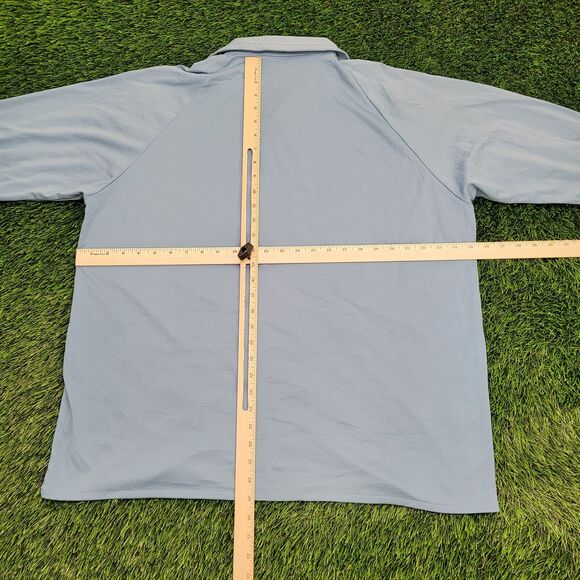 Vintage 70s Disco Hippie Button Shirt XL 25x29 Blue - Picture 7 of 12